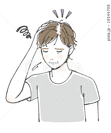 ダメージヘアに悩む中年男性イラストのイラスト素材 19344709 Pixta