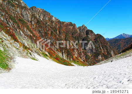 剱沢雪渓紅葉 19345271
