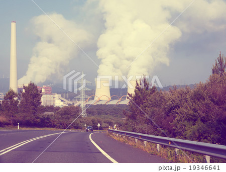 road, chimney and cooling towers road, chimney and cooling towers 19346641