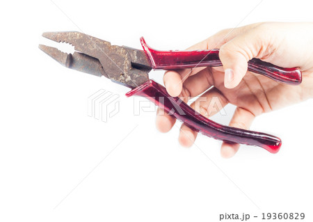 Woman Hand holding red pliers 19360829