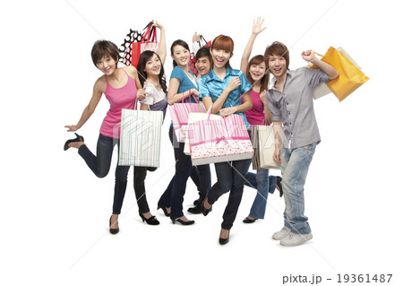 Young people excited about shopping Young people excited about shopping 19361487
