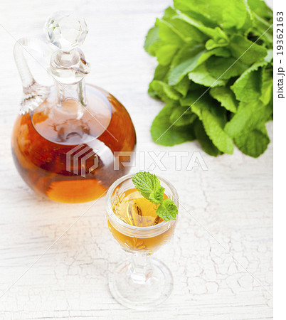 Herbal, mint homemade liquor. Herbal, mint homemade liquor. 19362163