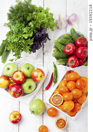 Fresh fruits, vegetables and herbs variety 19362218