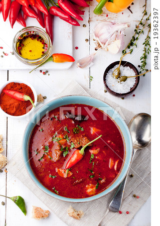 Goulash, beef, tomato, pepper, chili soup. Goulash, beef, tomato, pepper, chili soup. 19362397