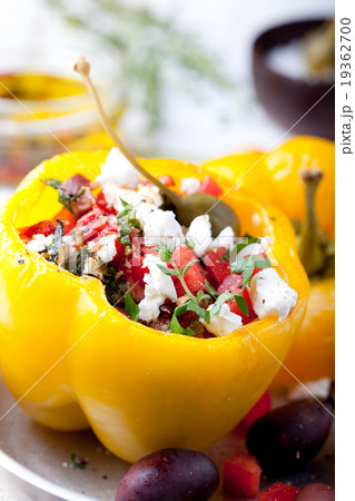 Baked stuffed bell peppers filled with cheese Baked stuffed bell peppers filled with cheese 19362700