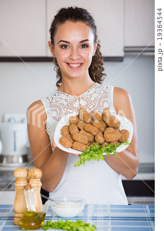 brunette with home-made croquettes brunette with home-made croquettes 19364544