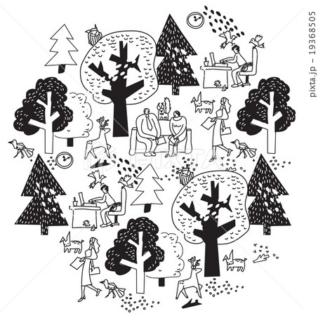 Ecology office business round composition black 19368505