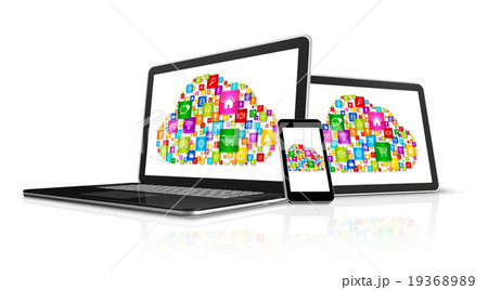 Cloud computing symbol in electronic devices 19368989