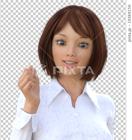 ガッツポーズするビジネスウーマンperming3DCG イラスト素材 ガッツポーズするビジネスウーマンperming3DCG イラスト素材 19369150
