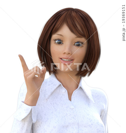 ワンポイントするビジネスウーマンperming3DCG　イラスト素材 19369151