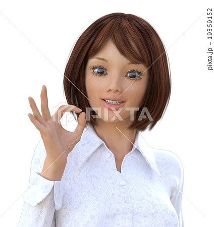 OKサインするビジネスウーマンperming3DCG　イラスト素材 19369152