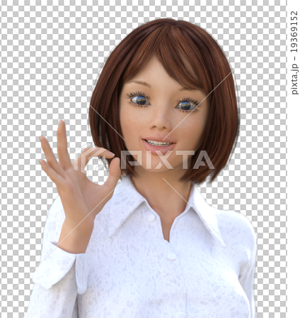 OKサインするビジネスウーマンperming3DCG　イラスト素材 19369152