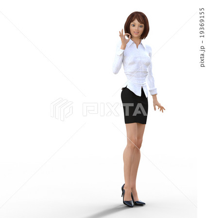 OKサインするビジネスウーマンperming3DCG イラスト素材 OKサインするビジネスウーマンperming3DCG イラスト素材 19369155