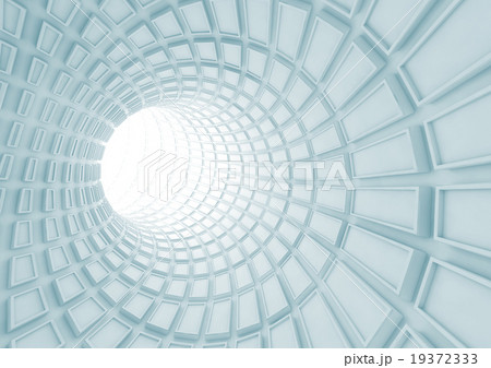 Turning blue tunnel interior with extruded tiles Turning blue tunnel interior with extruded tiles 19372333