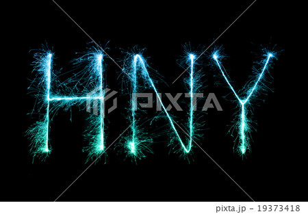 Happy New Year made of sparkles firework at night 19373418