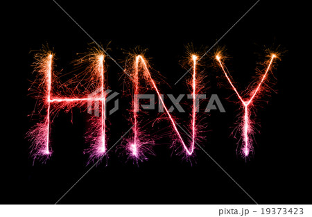 Happy New Year made of sparkles firework at night 19373423