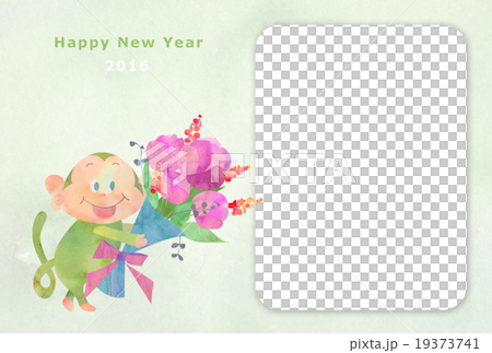 新年卡2016年猴子與花(相框) 新年卡2016年猴子與花(相框) 19373741