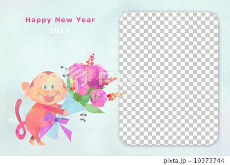 新年卡2016年猴子與花(相框) 新年卡2016年猴子與花(相框) 19373744