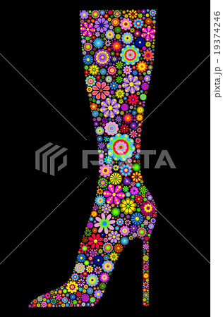 flower boot on black background 19374246