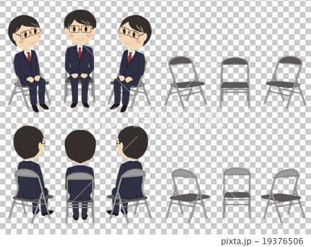 Eyeglasses boys sitting on a pipe chair for job hunting 19376506