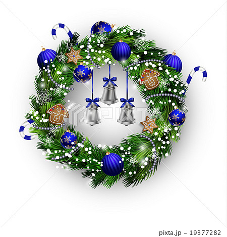 White card with Christmas wreath and bow White card with Christmas wreath and bow 19377282