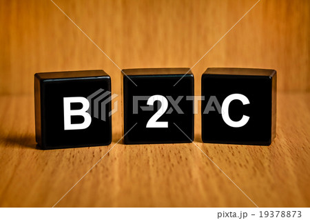 B2c or Business-to-Consumer word on black block 19378873
