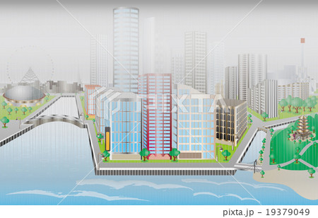 架空都市雨のイラスト素材