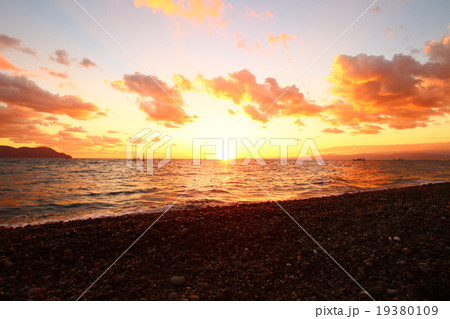 駿河湾の夕日 19380109