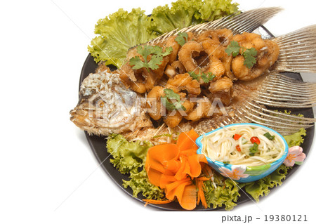 fired fish with fishsauce, Giant Gouramy fish fired fish with fishsauce, Giant Gouramy fish 19380121