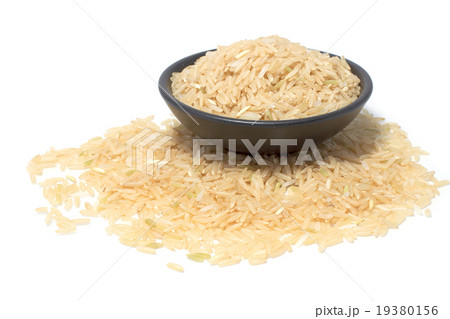 Raw  grain organic jasmine rice in black bowl 19380156