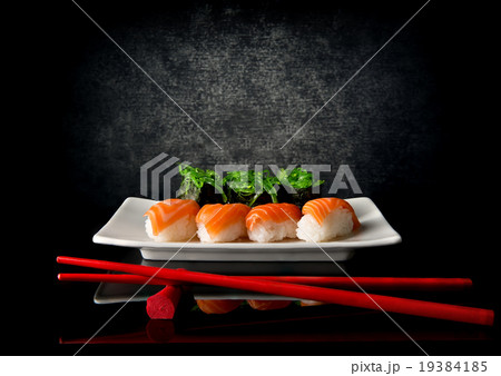 Sushi with chopsticks 19384185
