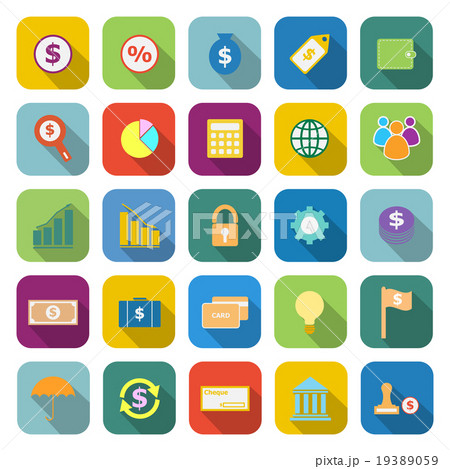 Finance color icons with long shadow Finance color icons with long shadow 19389059