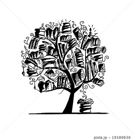 Book tree, sketch for your design Book tree, sketch for your design 19389636