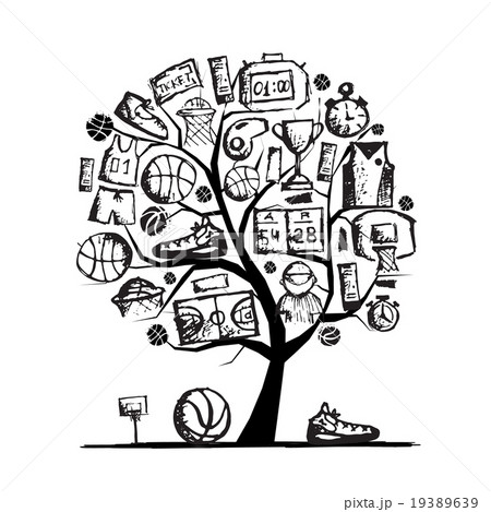 Basketball tree concept, sketch for your design 19389639