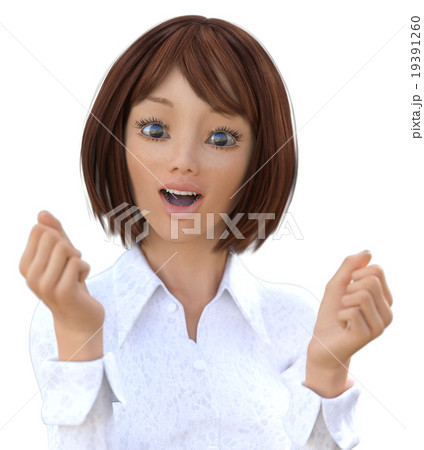 ガッツポーズするビジネスウーマンperming3DCG　イラスト素材 19391260