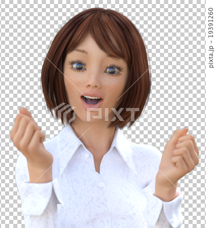 ガッツポーズするビジネスウーマンperming3DCG　イラスト素材 19391260