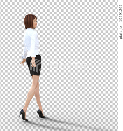 歩く後ろ姿のビジネスウーマンperming3DCG　イラスト素材 19391262