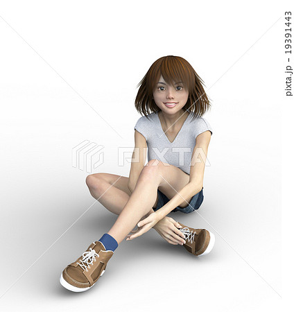 スポーティーなファッションの若い女性 perming3DCGイラスト素材 19391443