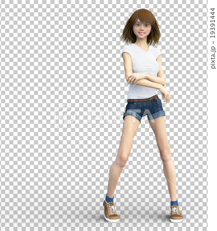 Sporty fashion young woman perming3DCG illustrations material 19391444