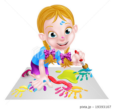 Cartoon Girl Painting 19393107