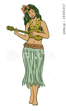 Hawaiian Lei playing ukulele 19395457
