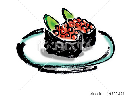 いくら　軍艦巻き　イラスト素材, 食べ物, 和食, イクラ, いくら, 料理, 寿司, 握り,  19395891
