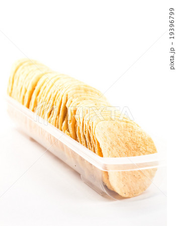 Potato chips on white background 19396799