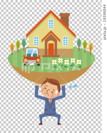 Image of businessmen who tolerate heavy pressure of mortgage (negative) 19398844