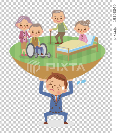 Image of a businessman supporting the elderly (negative) 19398849