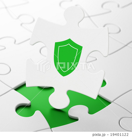 Security concept: Shield on puzzle background 19401122