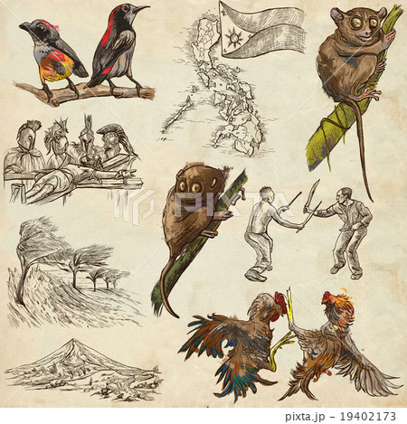 Philippines. Full sized hand drawings on white 19402173