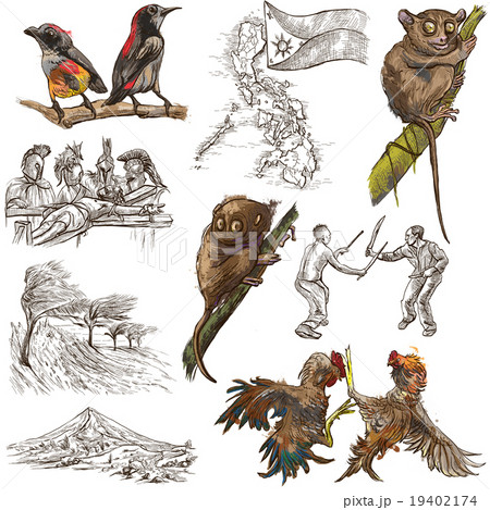 Philippines. Full sized hand drawings on white 19402174