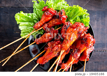 Grilled chicken stick, Thai traditional cooking 19405166