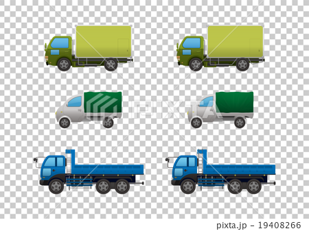 トラック３点 トラック 軽トラック ダンプカー アウトライン有 無のイラスト素材
